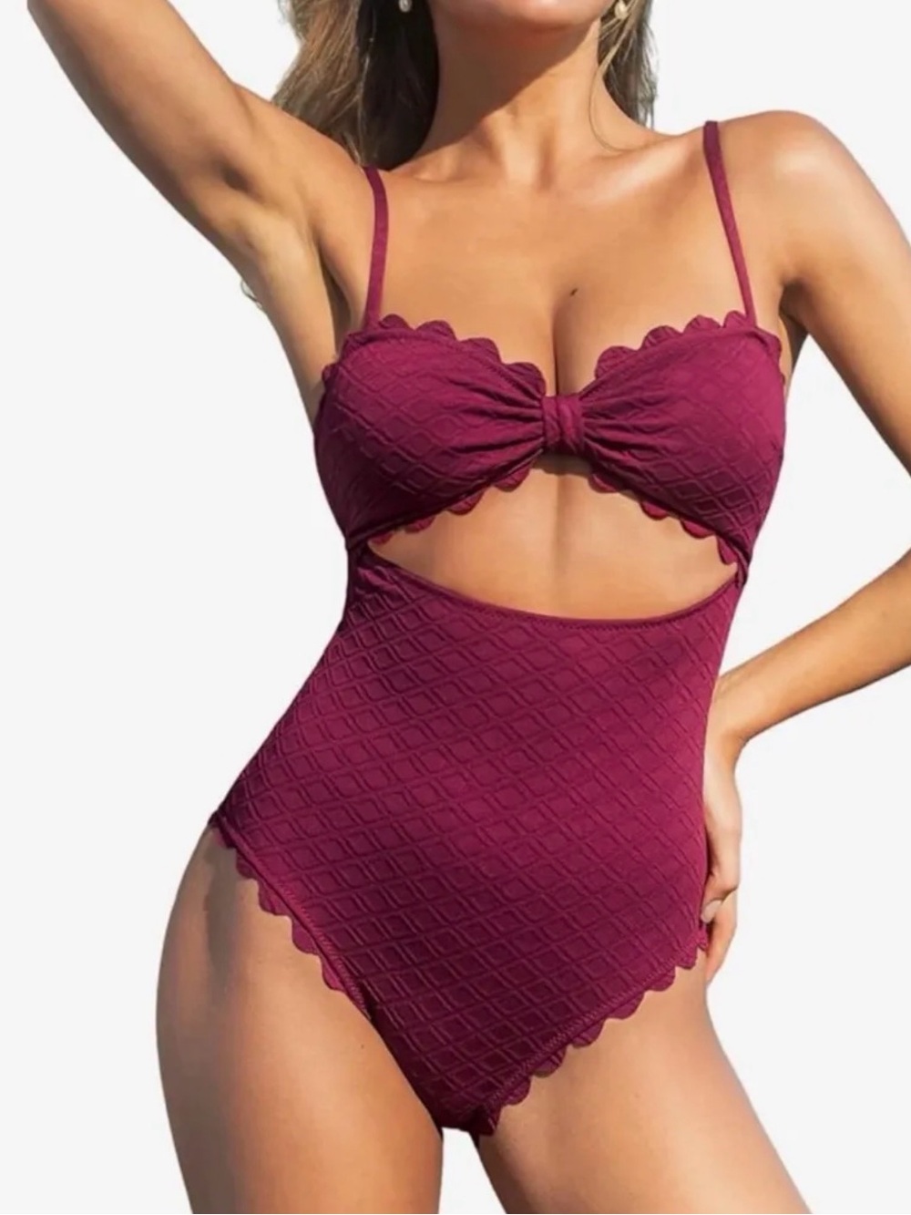 CupsShe one piece bathing suit L cut out high waisted coquette retro